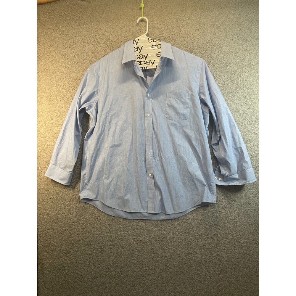 Croft & Barrow Blue White Pin Stripe , Easy‎ Care Classic Fit 18.5x34/35 LS
